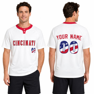 Custom Cincinnati Two-Button Baseball Jersey – USA 250th Fourth of July Style, Personalized Name & Number for Men, Women & Youth-1