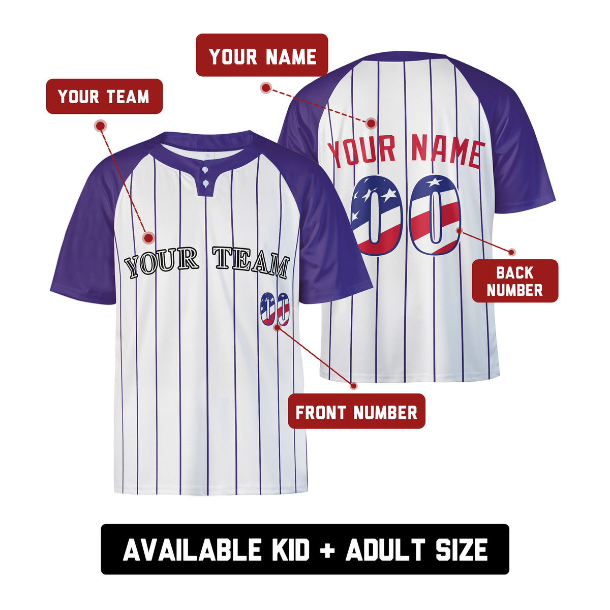 Custom Colorado Two-Button Baseball Jersey – USA 250th Fourth of July Style, Personalized Name & Number for Men, Women & Youth-2