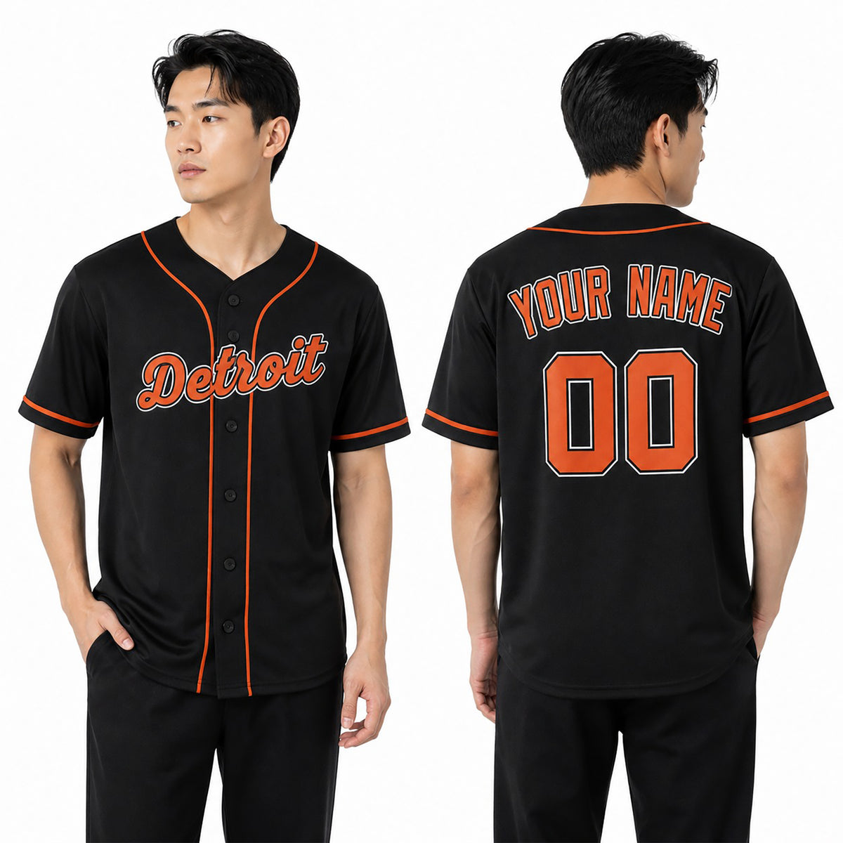 Custom Detroit Baseball Jersey – Black Alternate Style, Personalized Name & Number for Kids & Adults-1