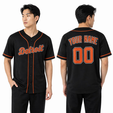 Custom Detroit Baseball Jersey – Black Alternate Style, Personalized Name & Number for Kids & Adults-1