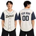 Custom Detroit Baseball Jersey – Cream Navy Two-Tone Fashion Style, Personalized Name & Number for Kids & Adults-1