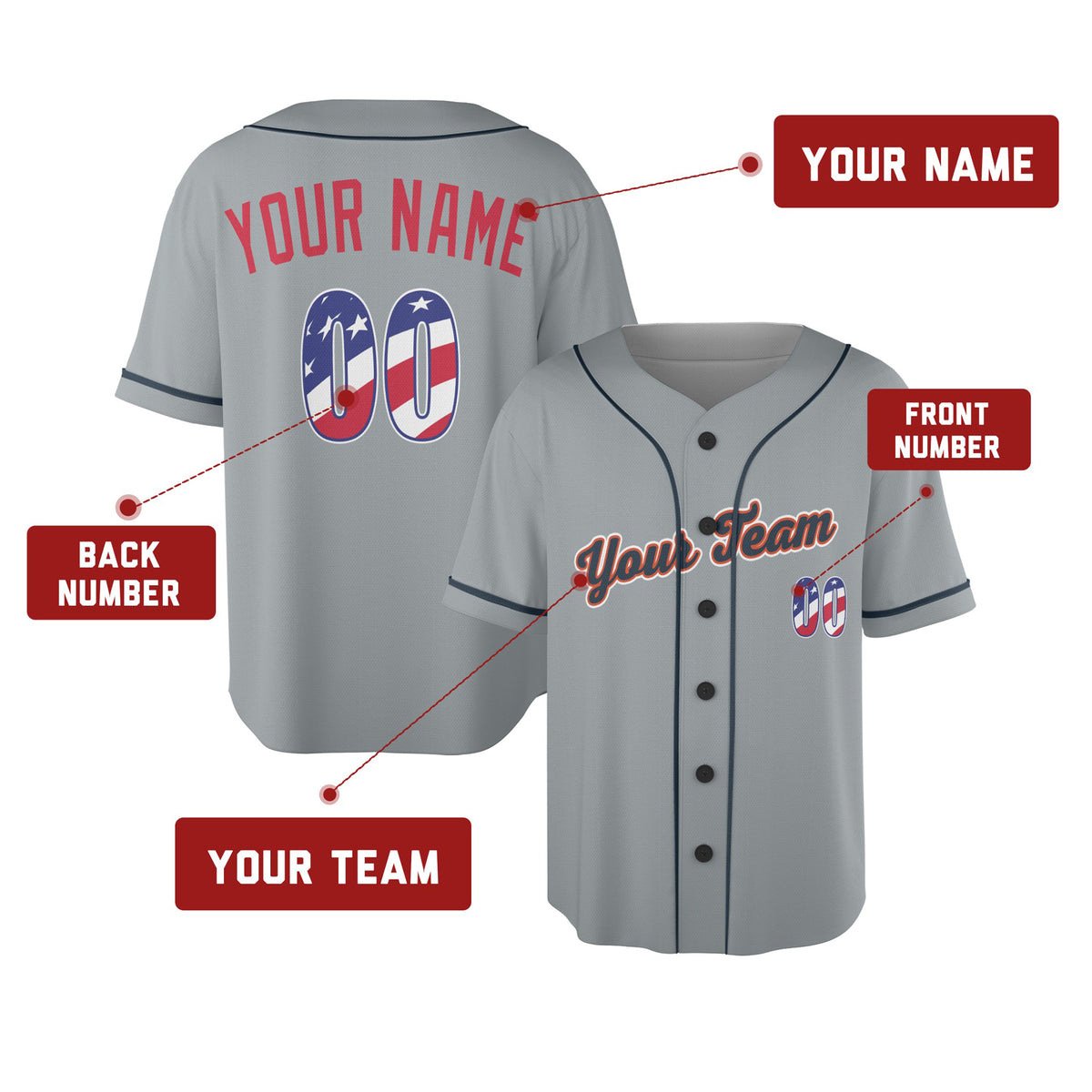 Custom Detroit Baseball Jersey – USA 250th Anniversary Fourth of July Road Style, Personalized Name & Number for Kids & Adults-2