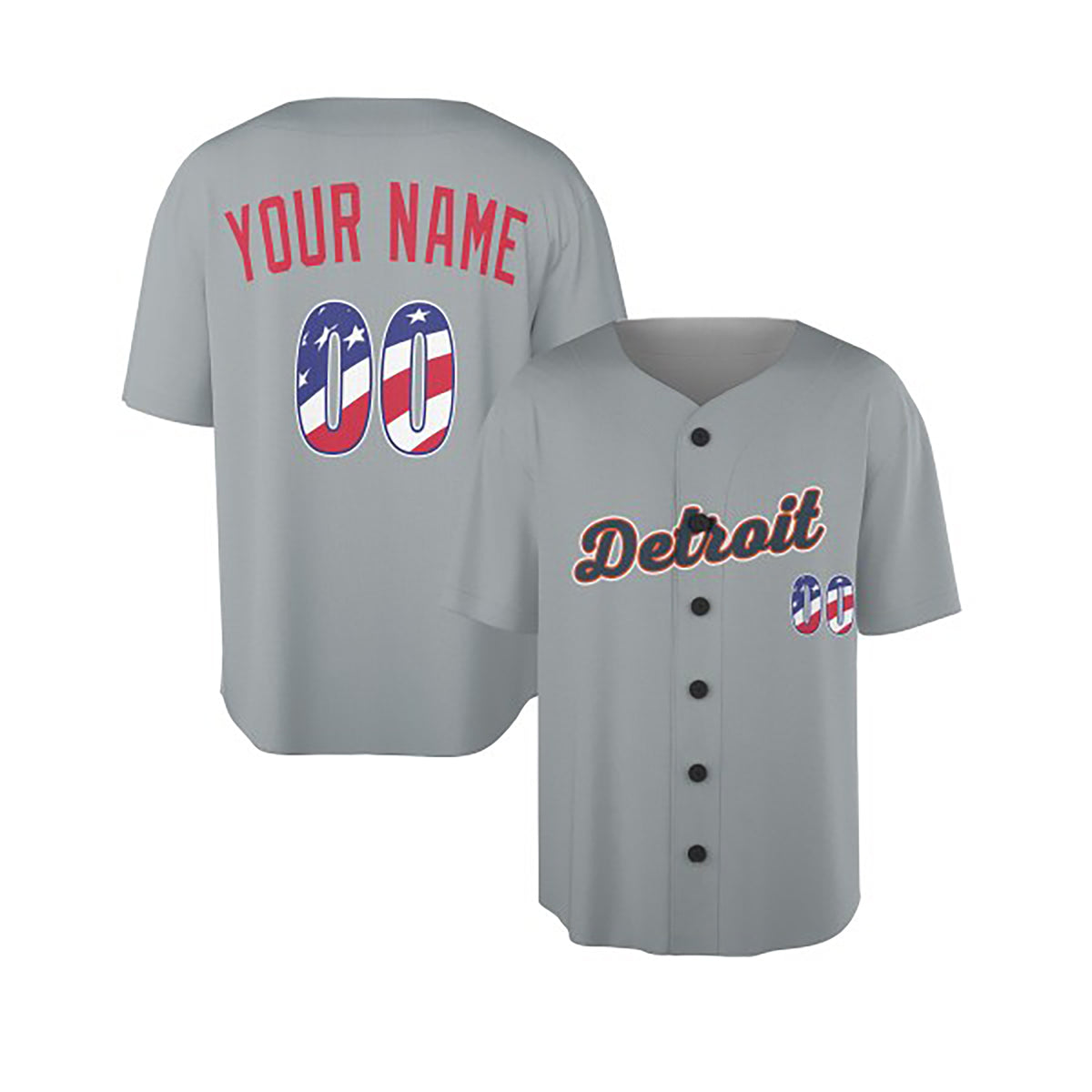 Custom Detroit Baseball Jersey – USA 250th Anniversary Fourth of July Road Style, Personalized Name & Number for Kids & Adults-3