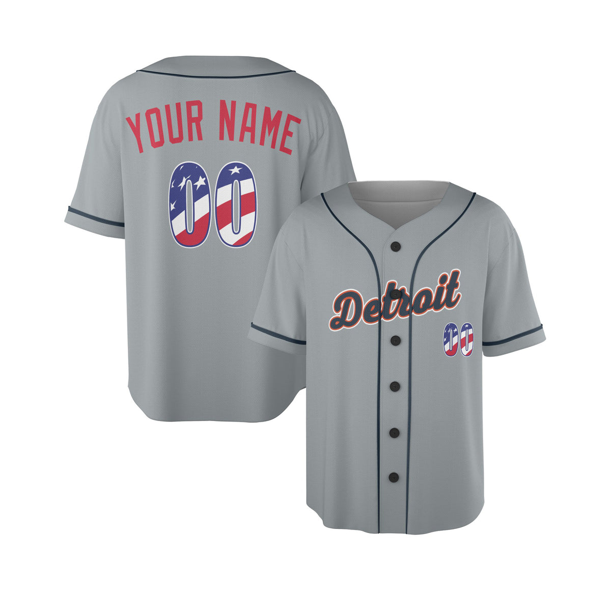 Custom Detroit Baseball Jersey – USA 250th Anniversary Fourth of July Road Style, Personalized Name & Number for Kids & Adults-4