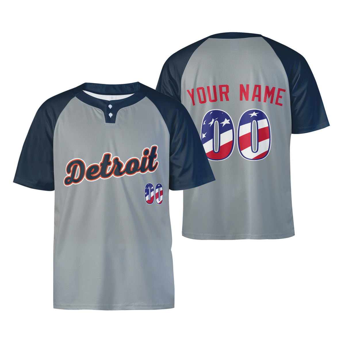 Custom Detroit Two-Button Baseball Jersey – USA 250th Fourth of July Road Style, Personalized Name & Number for Men, Women & Youth-3