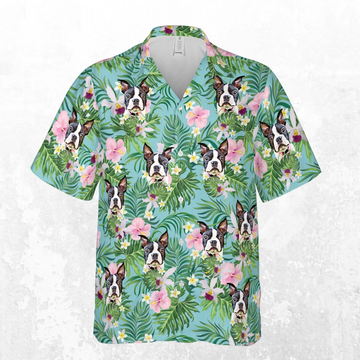 Custom Hawaiian Shirts With Pet Face, Personalized Dog Cat Floral Hawaiian Shirt, Mens Aloha Shirt
