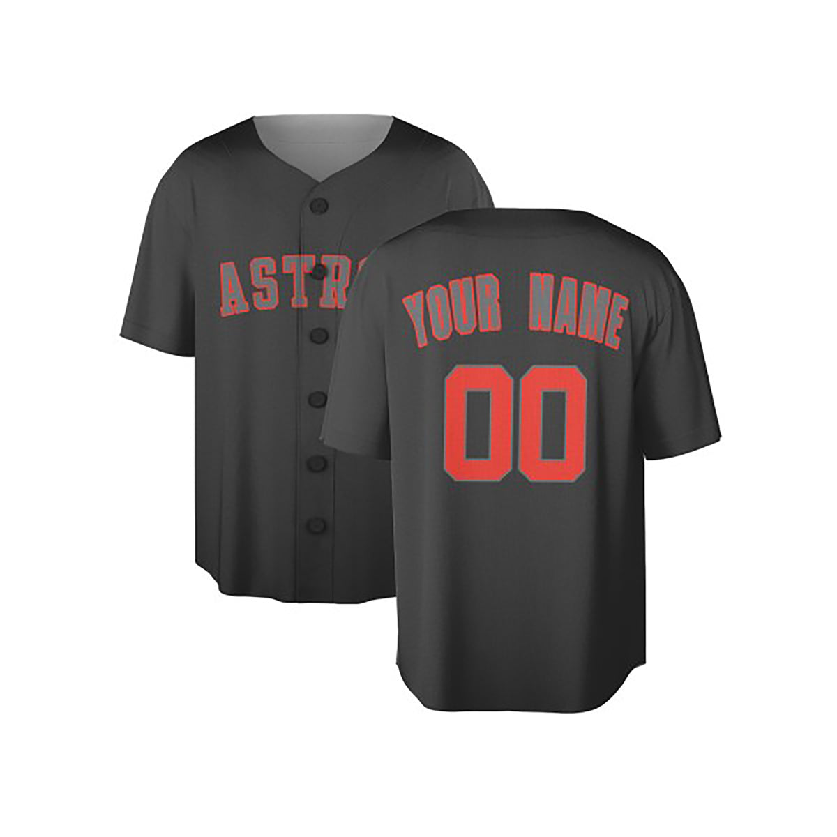 Custom Houston Baseball Jersey – Charcoal Pop Fashion Style, Personalized Name & Number for Kids & Adults-3