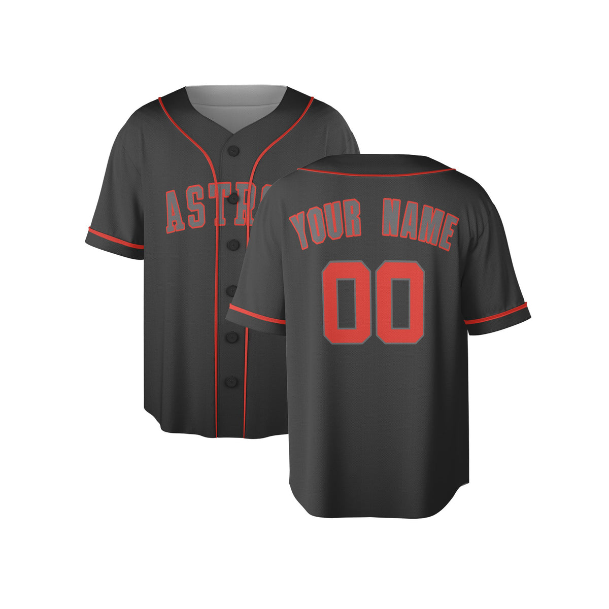 Custom Houston Baseball Jersey – Charcoal Pop Fashion Style, Personalized Name & Number for Kids & Adults-4