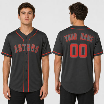 Custom Houston Baseball Jersey – Charcoal Pop Fashion Style, Personalized Name & Number for Kids & Adults-1