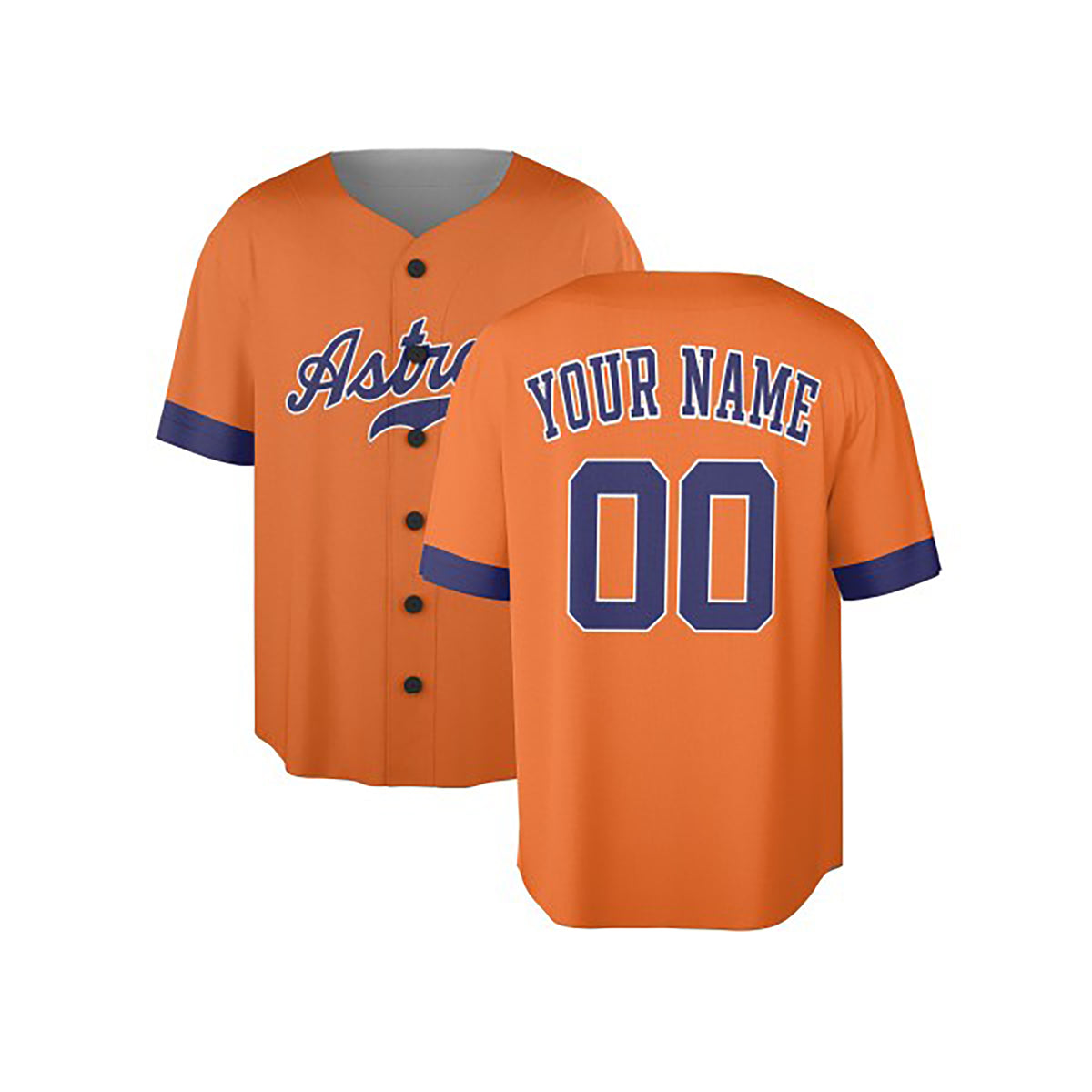 Custom Houston Baseball Jersey – Orange Heritage Style, Personalized Name & Number for Kids & Adults-3