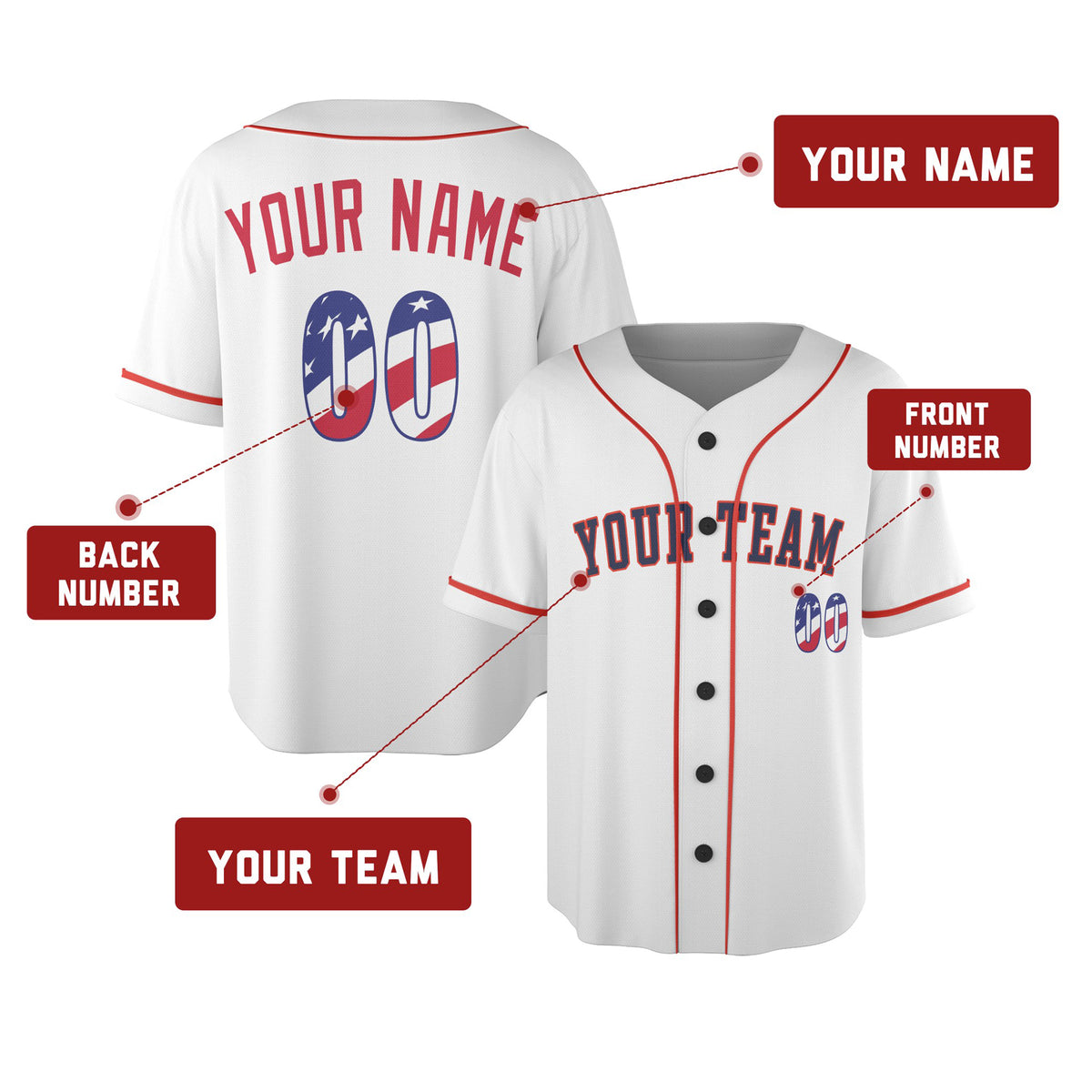 Custom Houston Baseball Jersey – USA 250th Anniversary Fourth of July Home Style, Personalized Name & Number for Kids & Adults-2