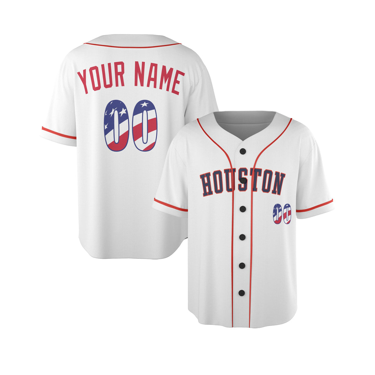Custom Houston Baseball Jersey – USA 250th Anniversary Fourth of July Home Style, Personalized Name & Number for Kids & Adults-4