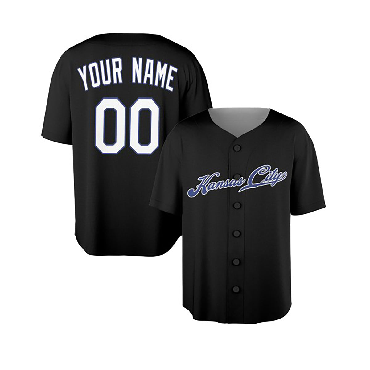 Custom Kansas City Baseball Jersey – Fashion Blackout Style, Personalized Name & Number for Kids & Adults-3