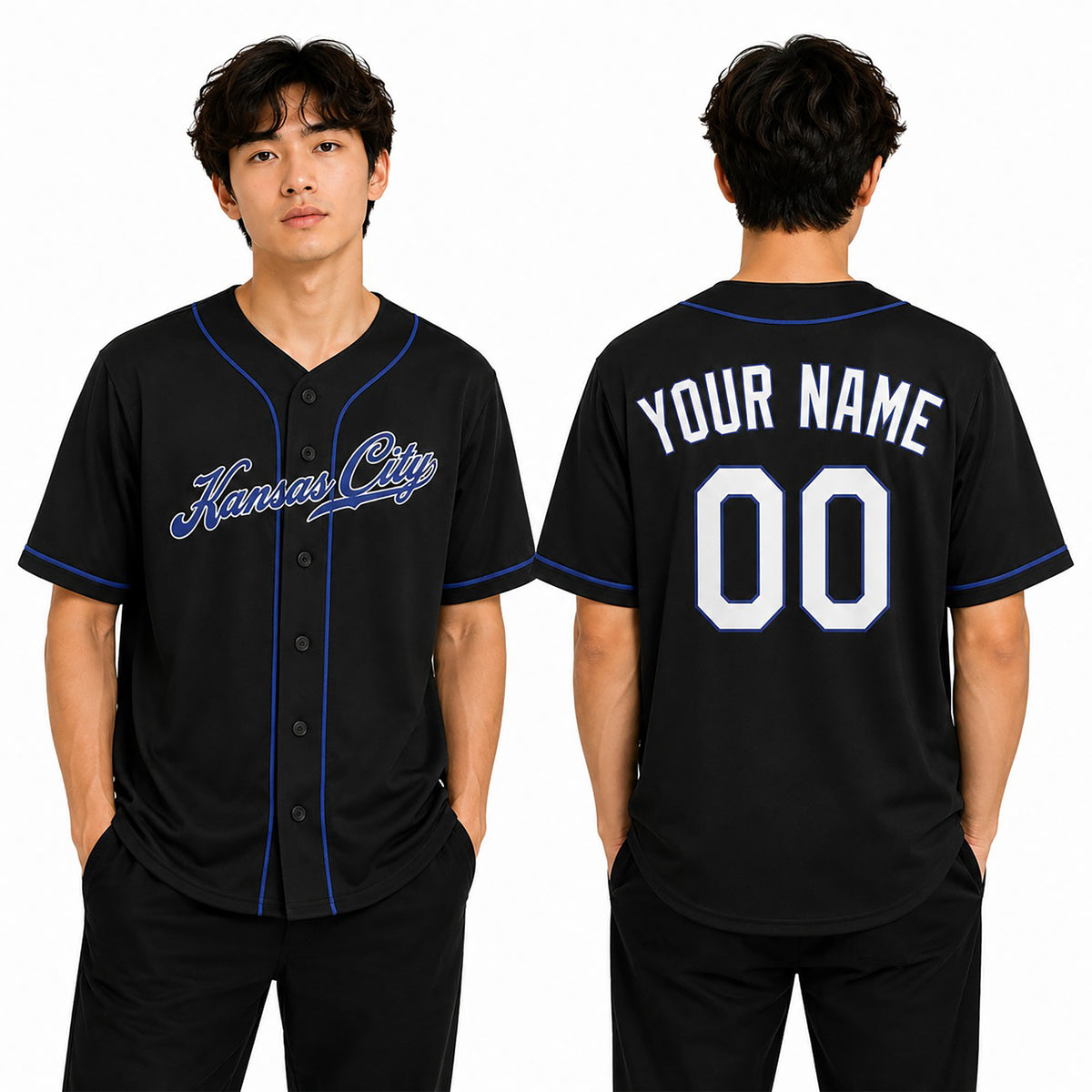 Custom Kansas City Baseball Jersey – Fashion Blackout Style, Personalized Name & Number for Kids & Adults-1