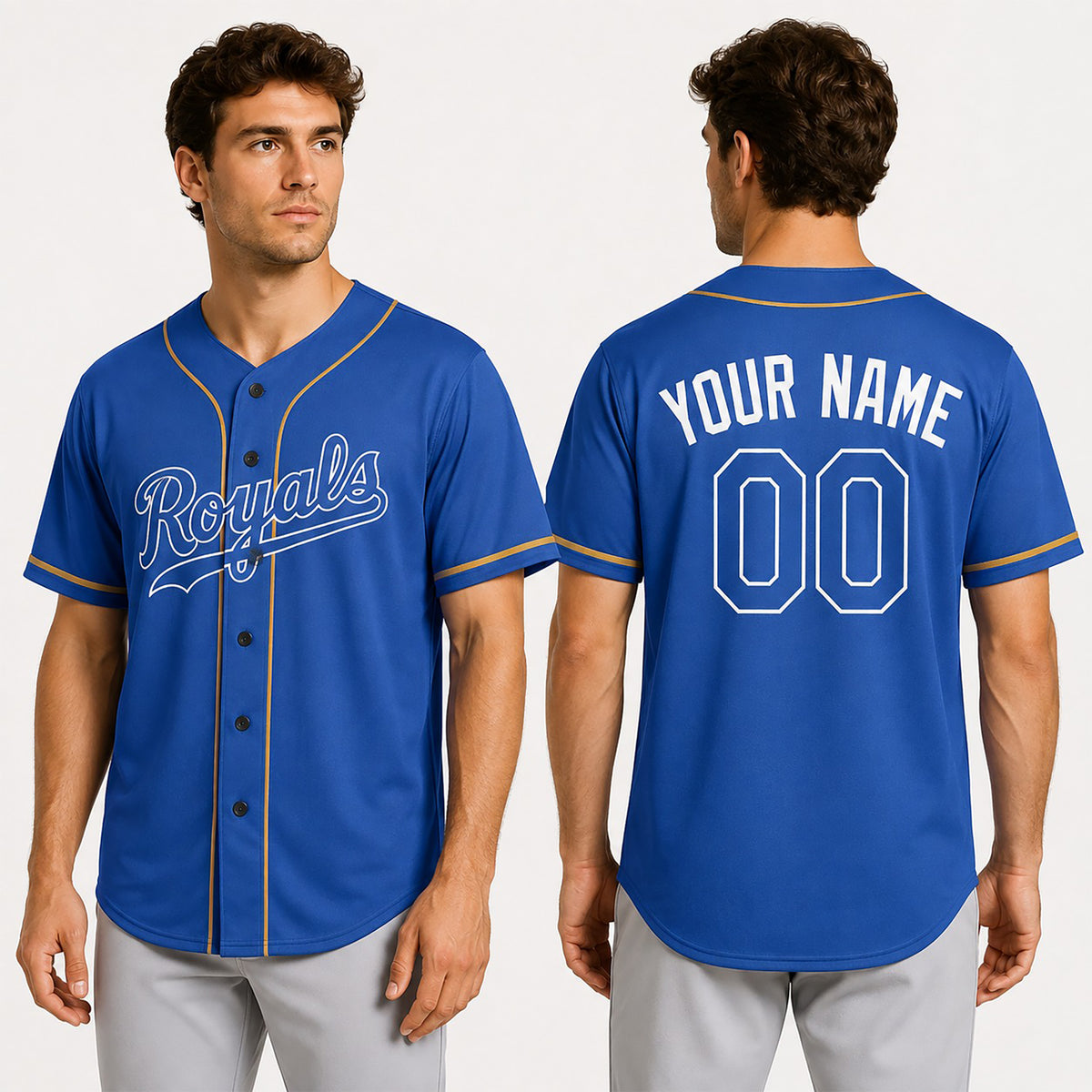 Custom Kansas City Baseball Jersey – Royal Ringer Style, Personalized Name & Number for Kids & Adults-1