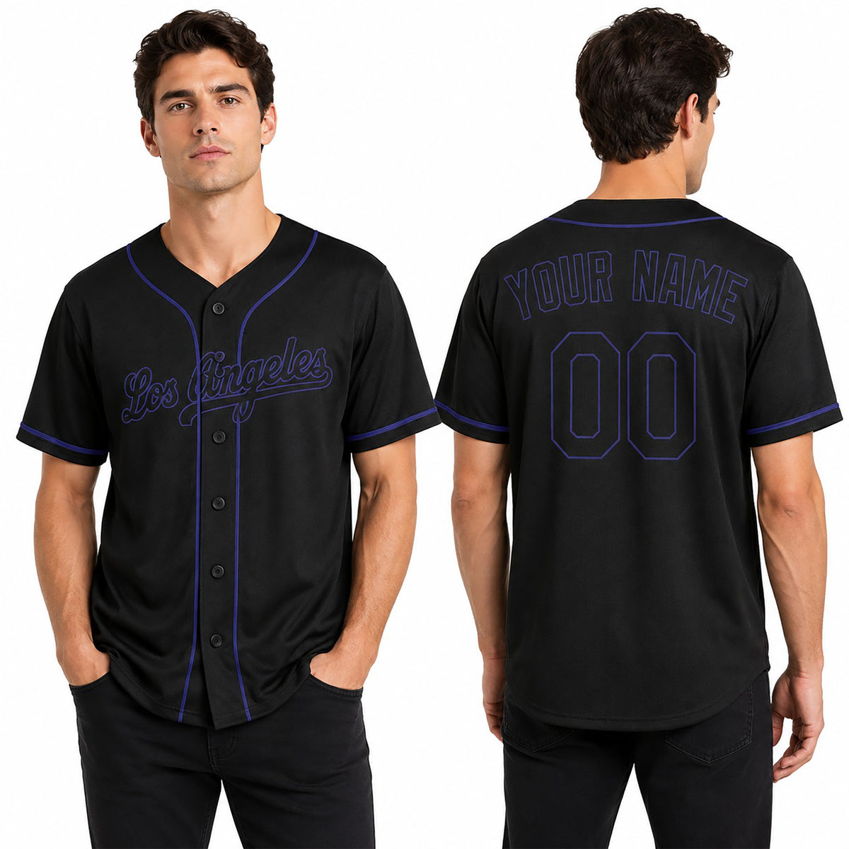Custom Los Angeles Baseball Jersey – Black Athletic Fashion Style, Personalized Name & Number for Kids & Adults-1