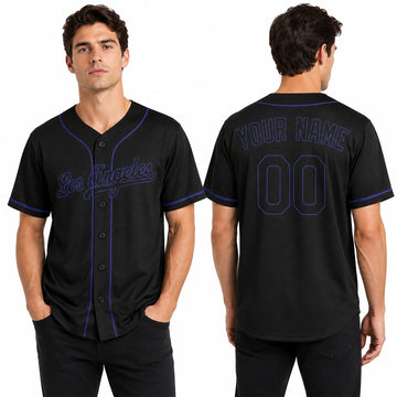 Custom Los Angeles Baseball Jersey – Black Athletic Fashion Style, Personalized Name & Number for Kids & Adults-1