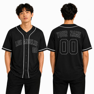 Custom Los Angeles Baseball Jersey – Blackout Outline Style, Personalized Name & Number for Kids & Adults-1