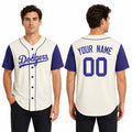 Custom Los Angeles Baseball Jersey – Cream Royal Two-Tone Fashion Style, Personalized Name & Number for Kids & Adults-1
