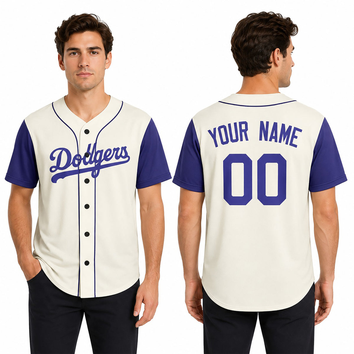 Custom Los Angeles Baseball Jersey – Cream Royal Two-Tone Fashion Style, Personalized Name & Number for Kids & Adults-1