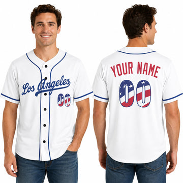 Custom Los Angeles Baseball Jersey – USA 250th Anniversary Fourth of July Style, Personalized Name & Number for Kids & Adults