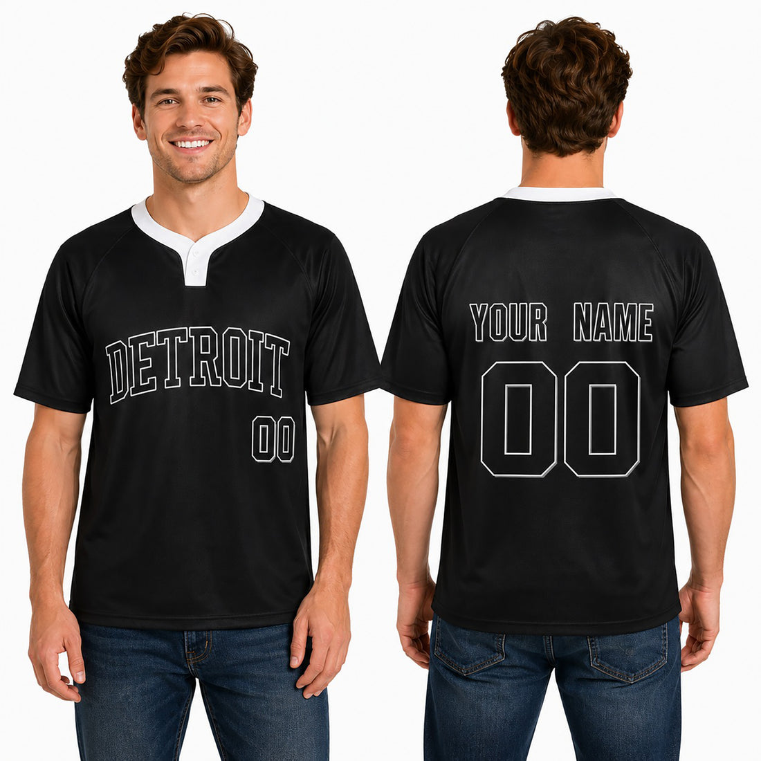 Custom Los Angeles Two-Button Baseball Jersey – Blackout Outline Style, Personalized Name & Number for Men, Women & Youth-1