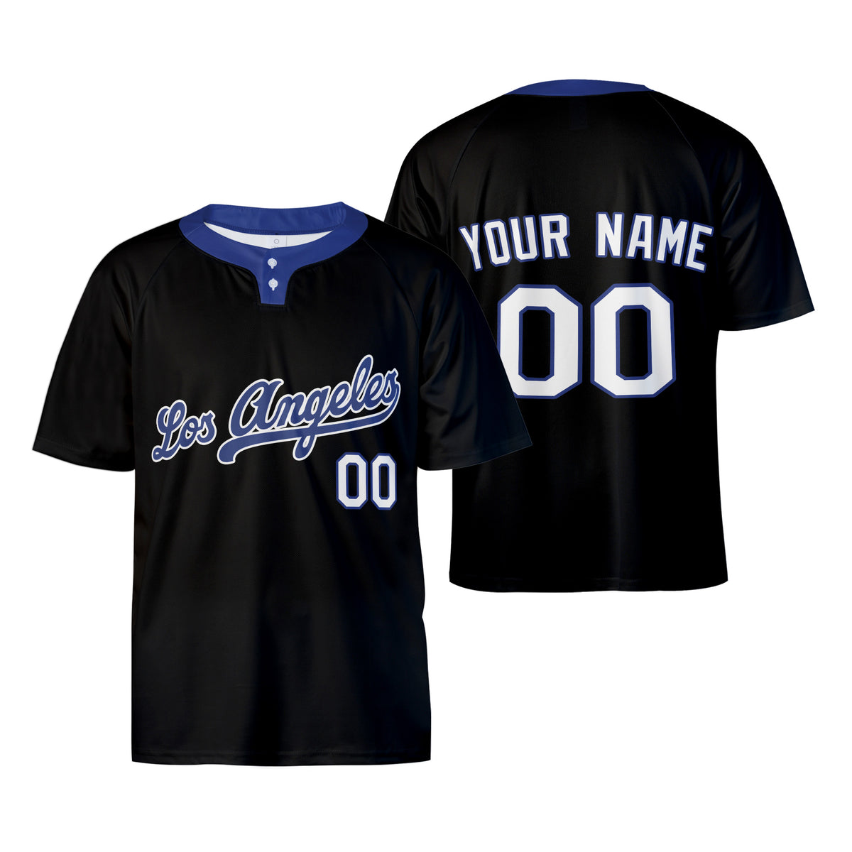 Custom Los Angeles Two-Button Baseball Jersey – Fashion Style, Personalized Name & Number for Men, Women & Youth-3