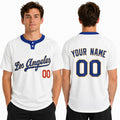 Custom Los Angeles Two-Button Baseball Jersey – White Classic Style, Personalized Name & Number for Men, Women & Youth-1