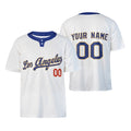 Custom Los Angeles Two-Button Baseball Jersey – White Classic Style, Personalized Name & Number for Men, Women & Youth-3