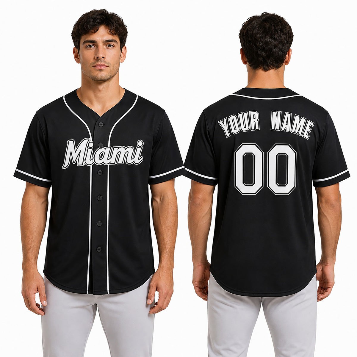 Custom Miami Baseball Jersey – Black Heritage Training Style, Personalized Name & Number for Kids & Adults-1
