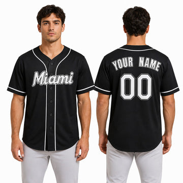 Custom Miami Baseball Jersey – Black Heritage Training Style, Personalized Name & Number for Kids & Adults-1