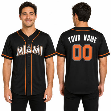 Custom Miami Baseball Jersey – Black Training Fashion Style, Personalized Name & Number for Kids & Adults-1