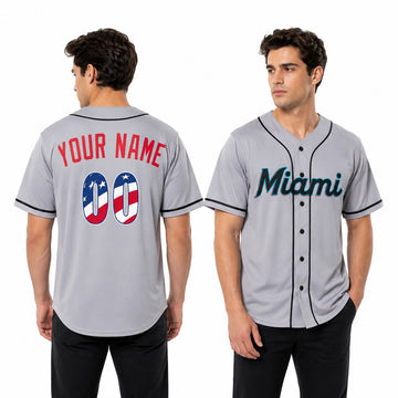Custom Miami Baseball Jersey – USA 250th Anniversary Fourth of July Stadium Style, Personalized Name & Number for Kids & Adults