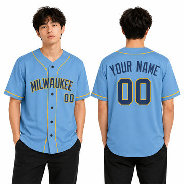 Custom Milwaukee Baseball Jersey – Heritage Throwback Style, Personalized Name & Number for Kids & Adults-1