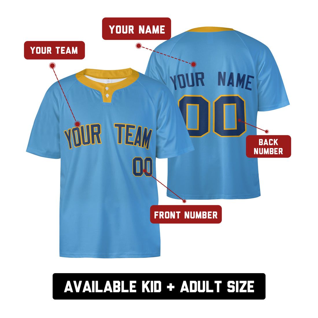 Custom Milwaukee Two-Button Baseball Jersey – Cooperstown Style, Personalized Name & Number for Men, Women & Youth-1