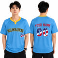 Custom Milwaukee Two-Button Baseball Jersey – USA 250th Fourth of July Stadium Style, Personalized Name & Number for Men, Women & Youth-1