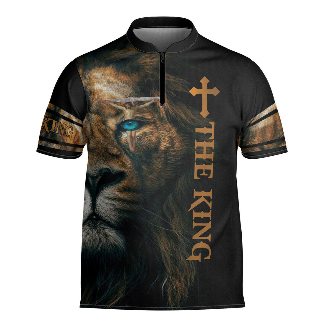 Custom Name Jesus Lion The King AOP Bowling Jersey Shirt for Men Christians Gift