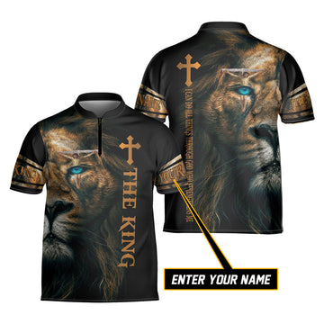 Custom Name Jesus Lion The King AOP Bowling Jersey Shirt for Men Christians Gift