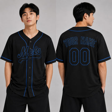 Custom New York Baseball Jersey – Black Athletic Fashion Style, Personalized Name & Number for Kids & Adults-1
