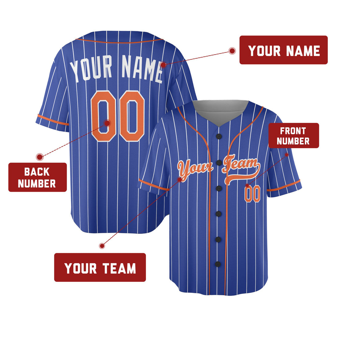 Custom New York Baseball Jersey – Royal Training Style, Personalized Name & Number for Kids & Adults-1