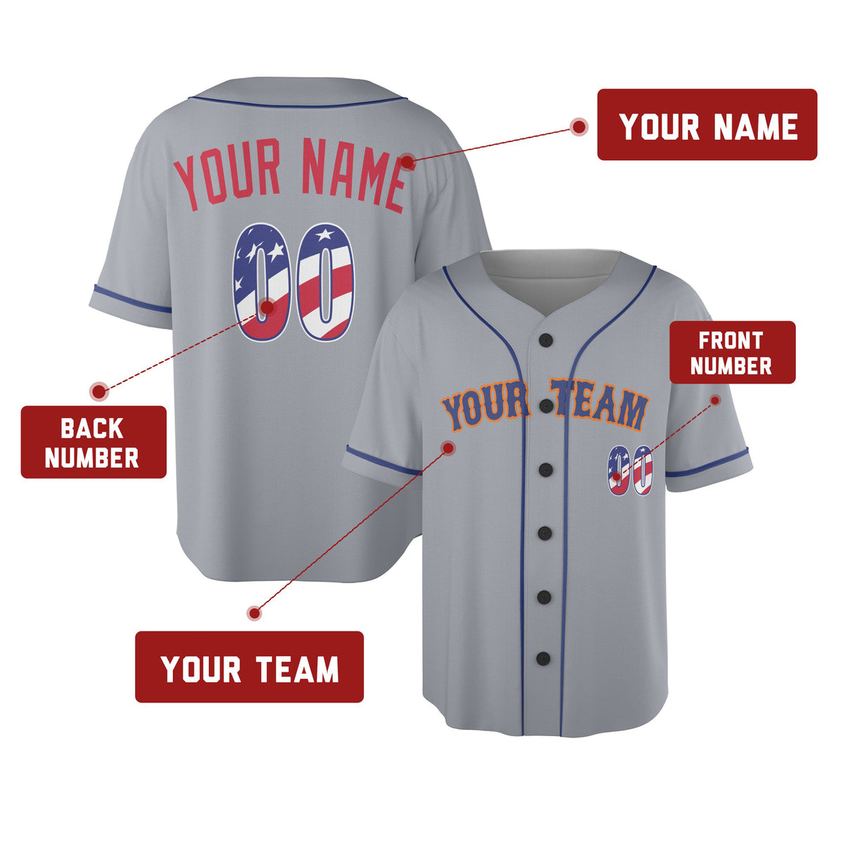 Custom New York Baseball Jersey – USA 250th Anniversary Fourth of July Style, Personalized Name & Number-2