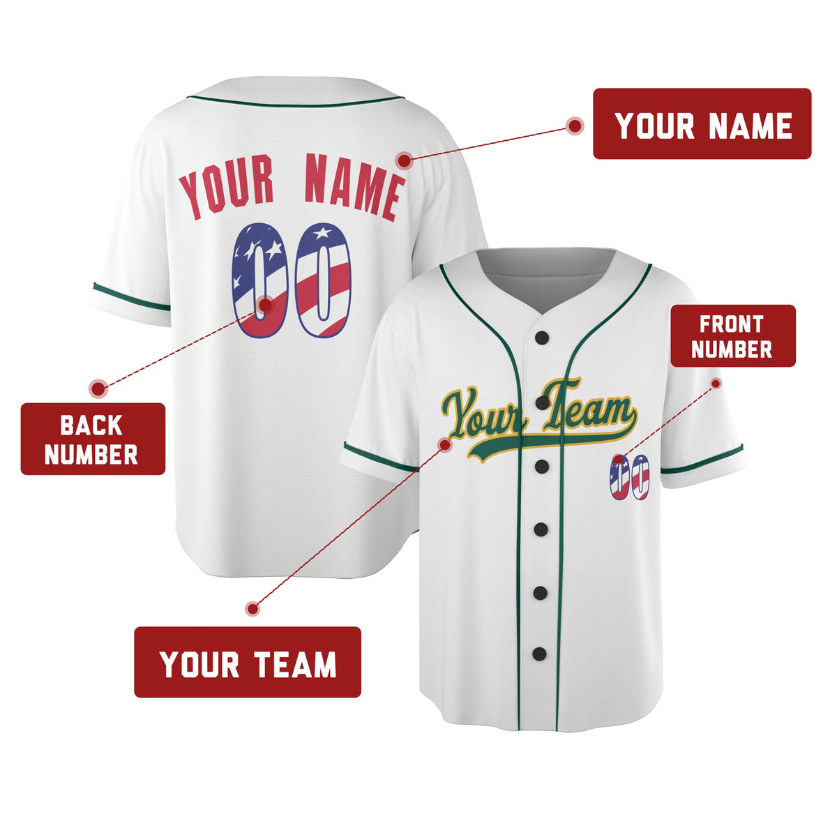 Custom Oakland Baseball Jersey – USA 250th Anniversary Fourth of July Style, Personalized Name & Number for Kids & Adults-2