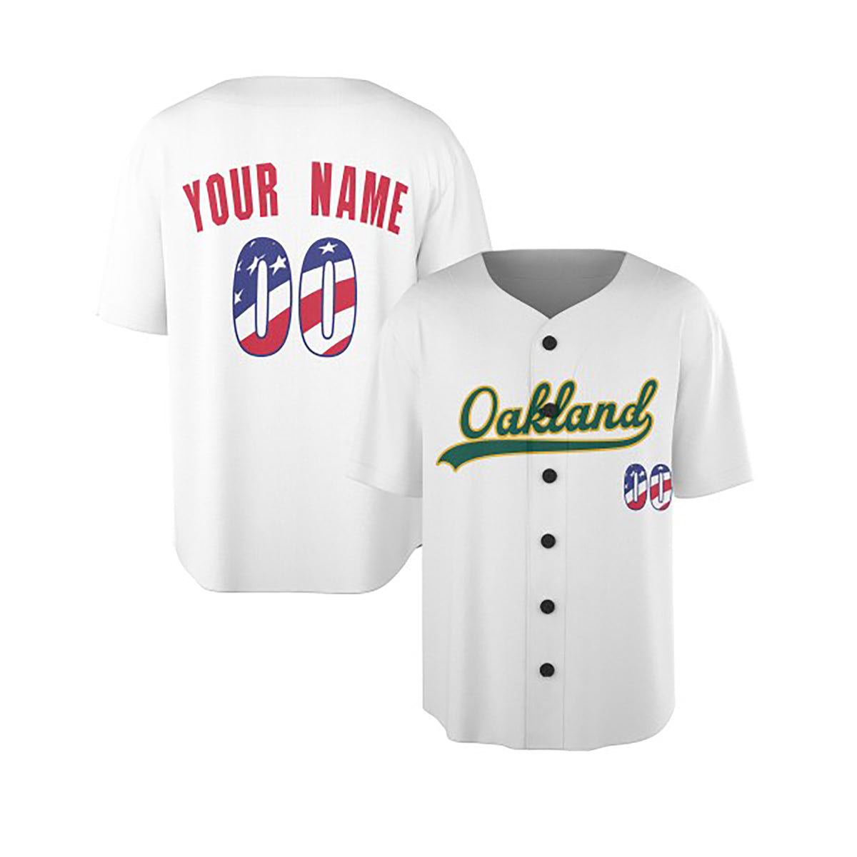 Custom Oakland Baseball Jersey – USA 250th Anniversary Fourth of July Style, Personalized Name & Number for Kids & Adults-3