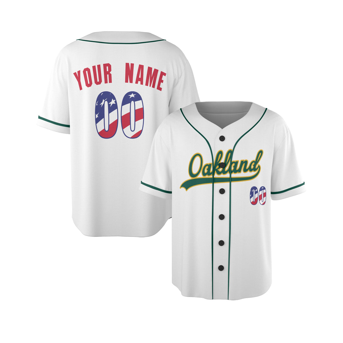Custom Oakland Baseball Jersey – USA 250th Anniversary Fourth of July Style, Personalized Name & Number for Kids & Adults-4