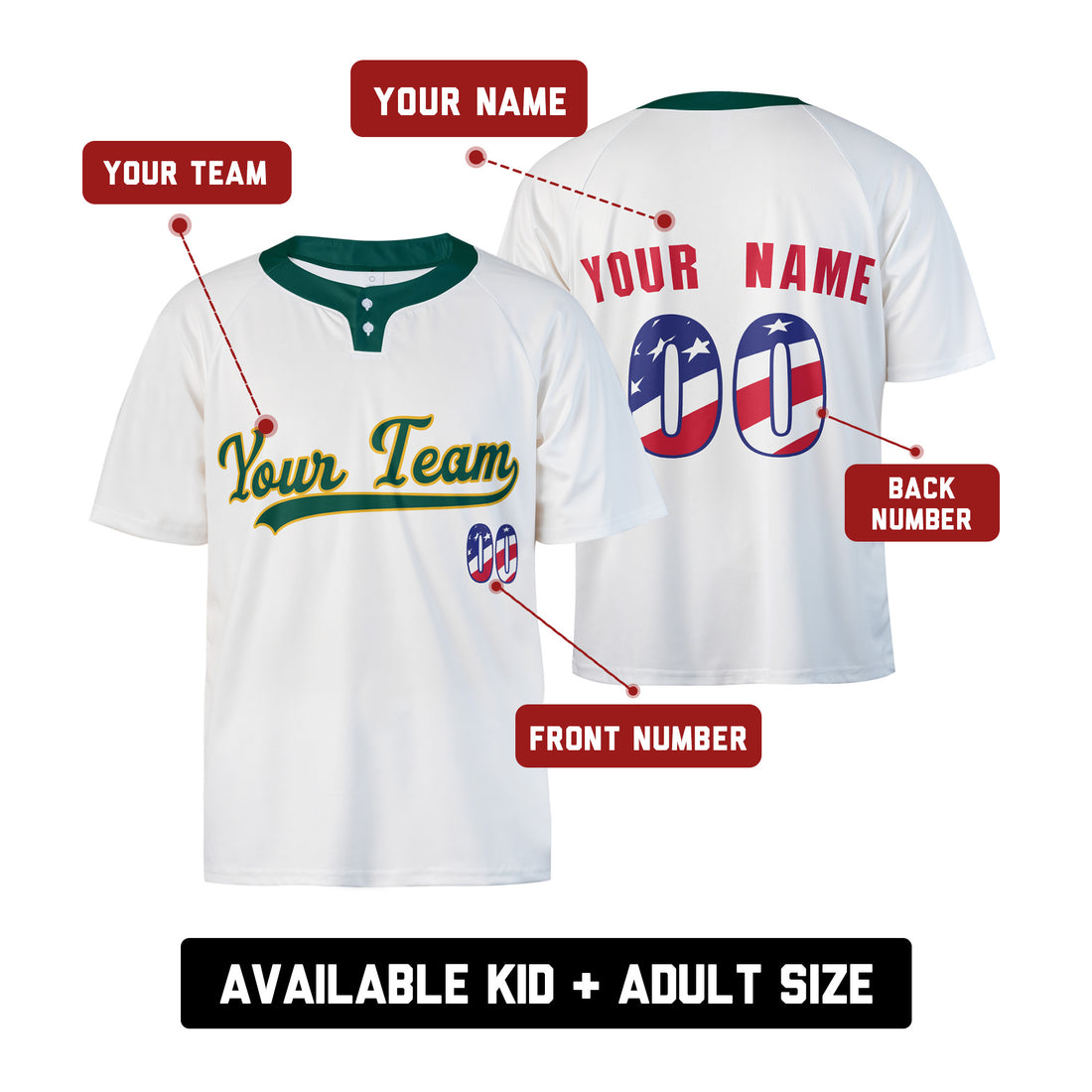 Custom Oakland Two-Button Baseball Jersey – USA 250th Fourth of July Style, Personalized Name & Number for Men, Women & Youth-1