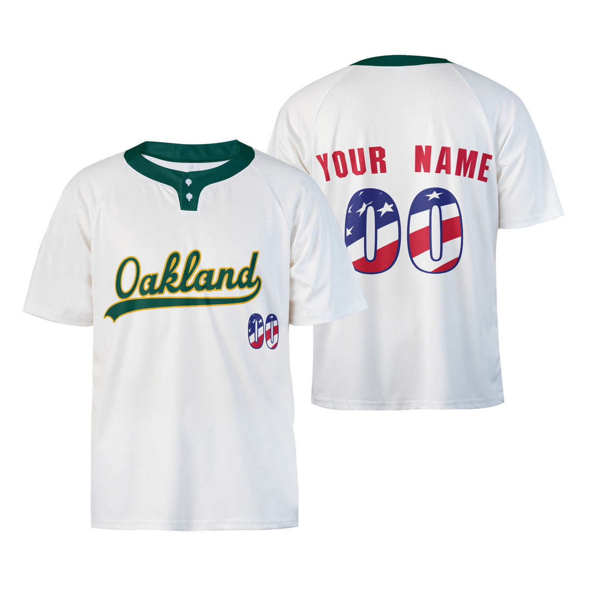Custom Oakland Two-Button Baseball Jersey – USA 250th Fourth of July Style, Personalized Name & Number for Men, Women & Youth-3
