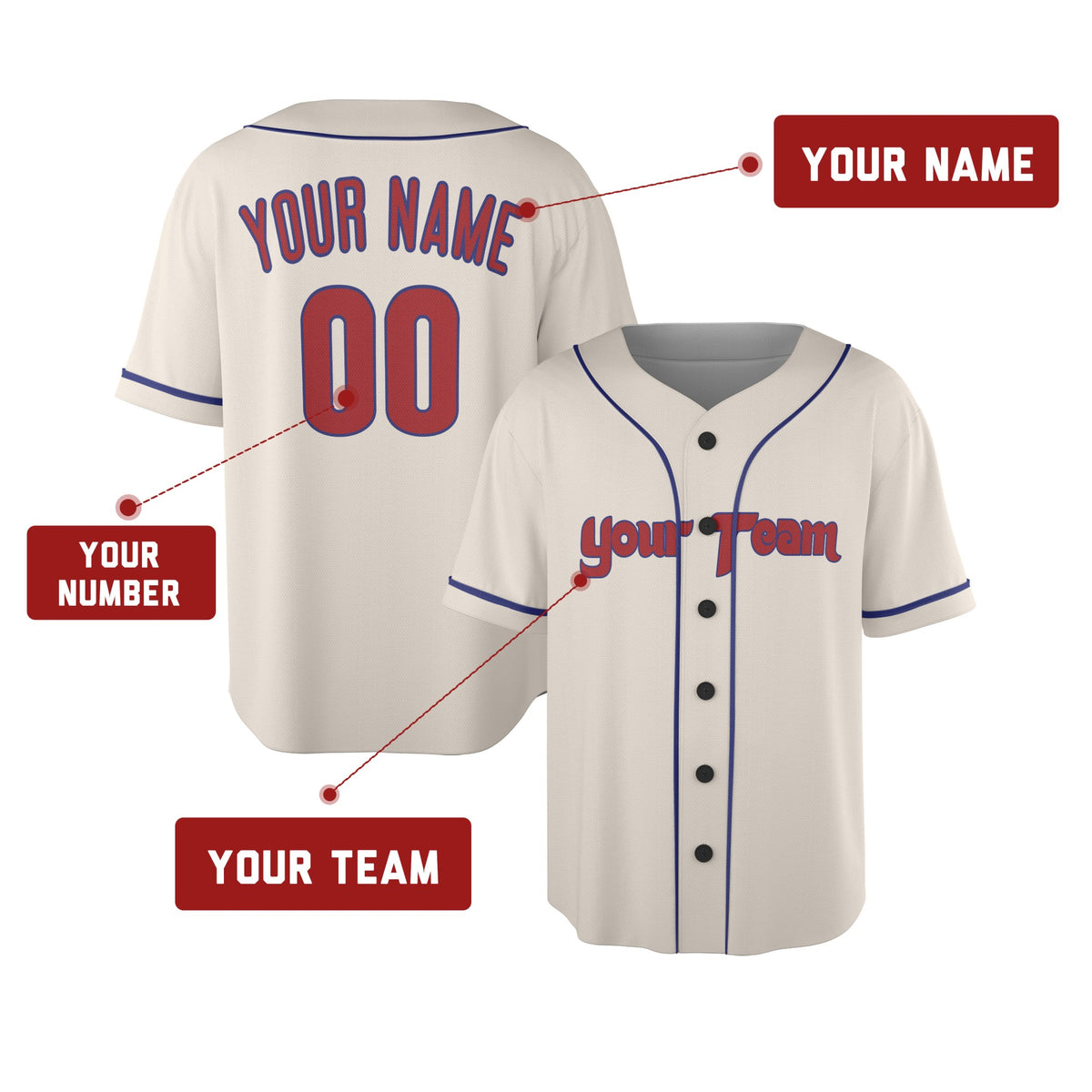 Custom Philadelphia Baseball Jersey – Premium Alternate Style, Personalized Name & Number for Kids & Adults-2