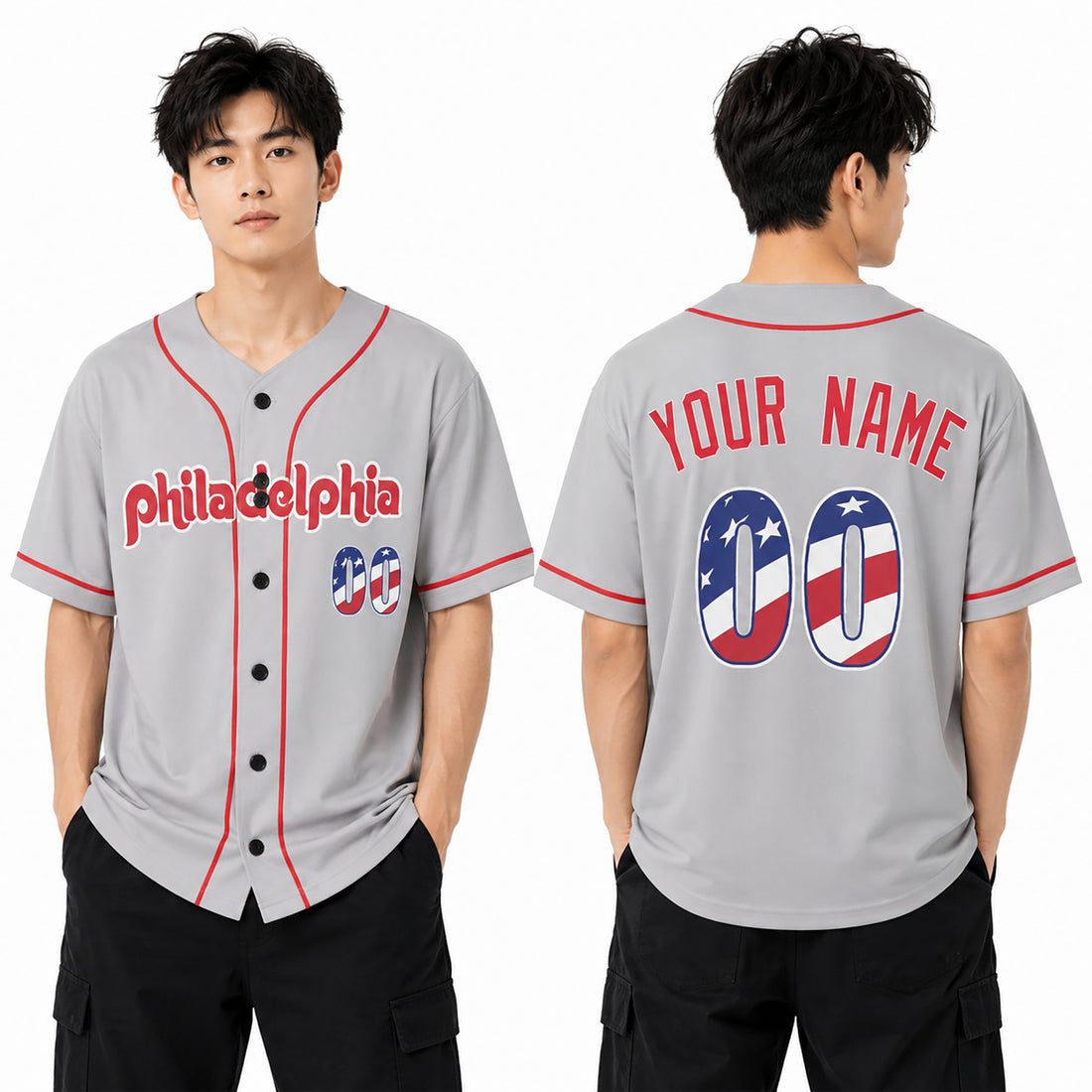 Custom Philadelphia Baseball Jersey – USA 250th Anniversary Fourth of July Style, Personalized Name & Number-1