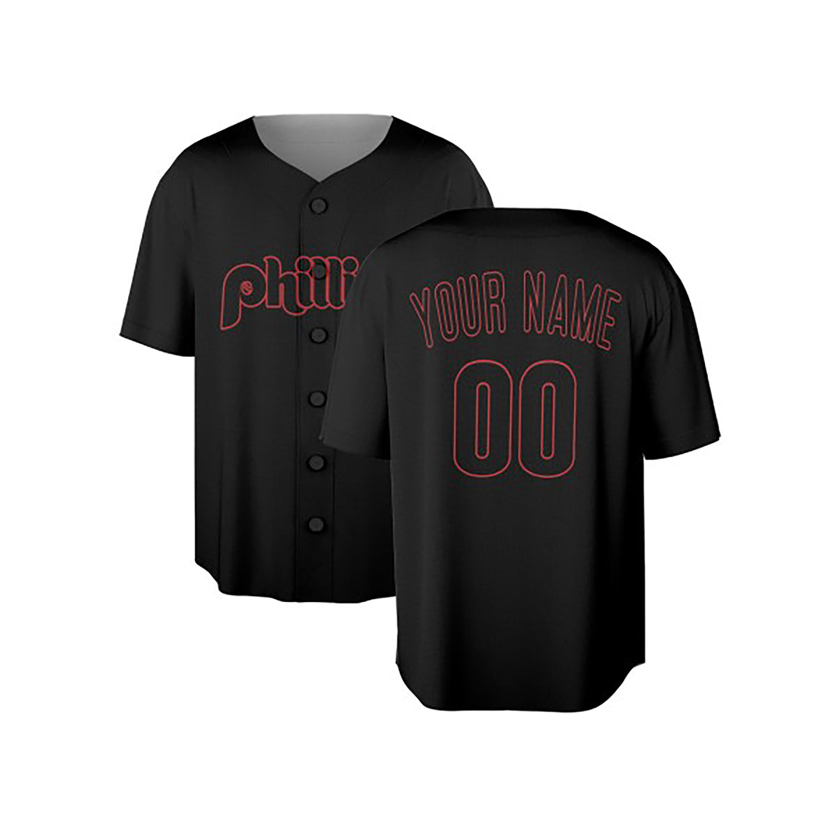 Custom Philadelphia Baseball Jersey – Black Athletic Fashion Style, Personalized Name & Number for Kids & Adults-3