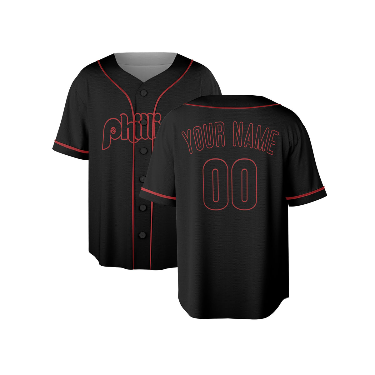 Custom Philadelphia Baseball Jersey – Black Athletic Fashion Style, Personalized Name & Number for Kids & Adults-4